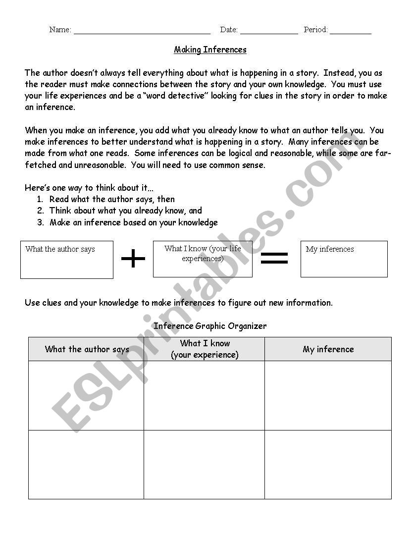 Making Inferences worksheet