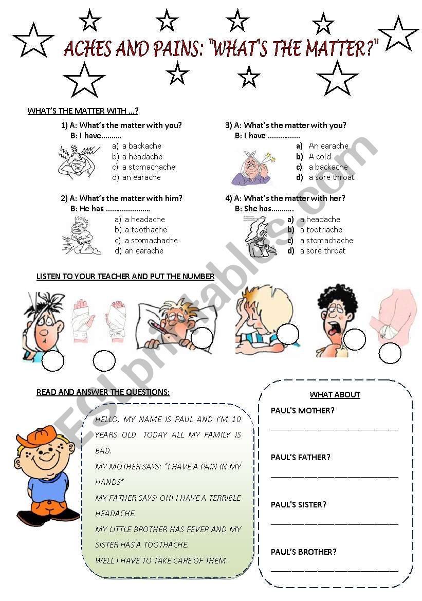 ACHES AND PAINS worksheet