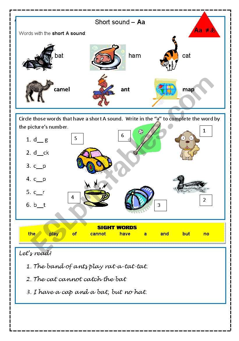 Sort A sound phonics worksheet