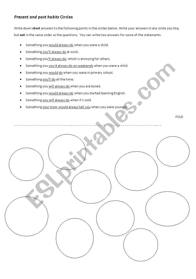 Present habits worksheet