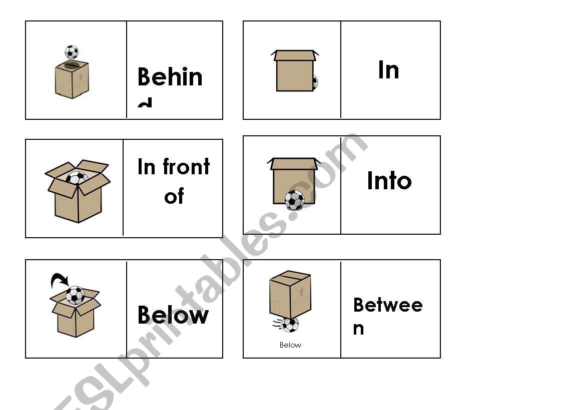 preposition dominoes or pairs worksheet