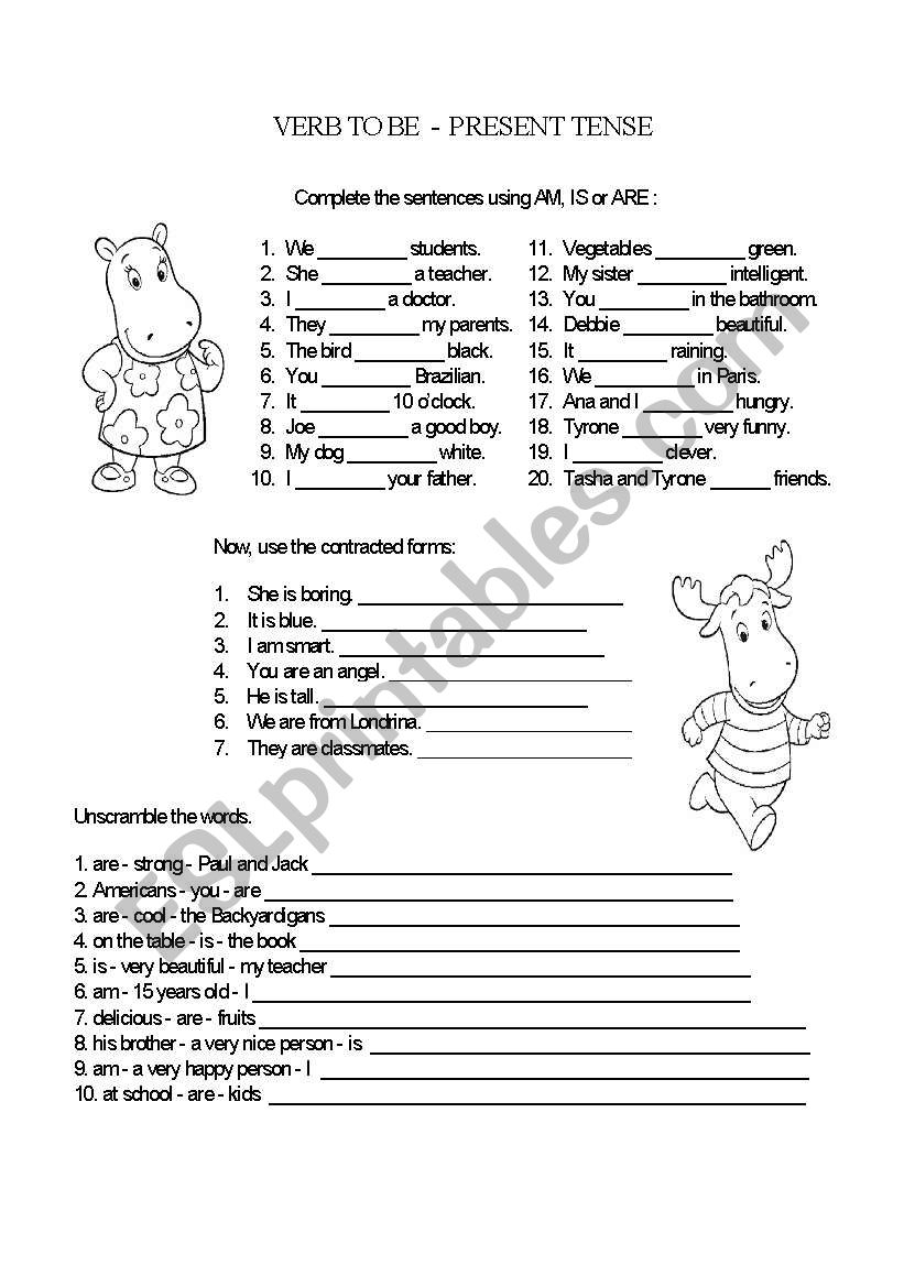 To Be - Backyardigans worksheet