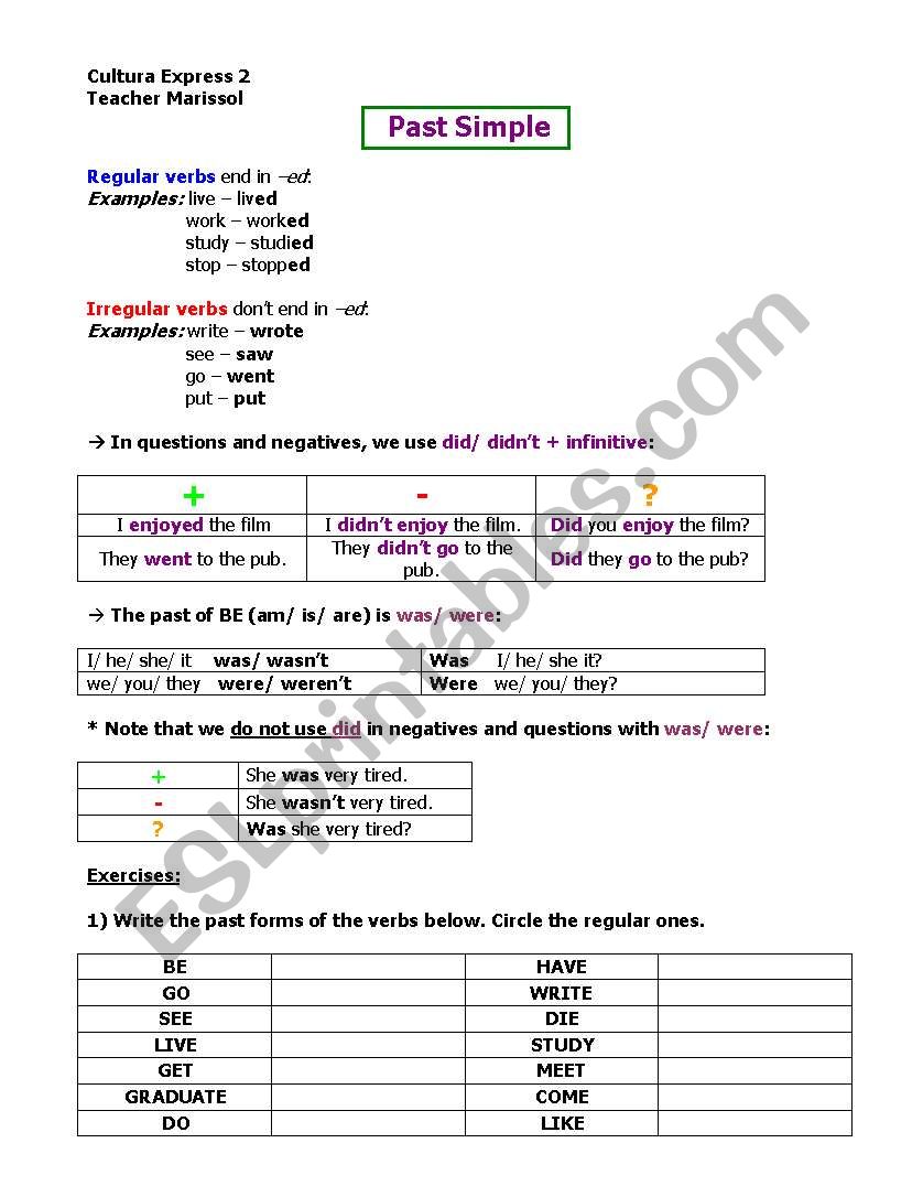 Past Simple Review worksheet