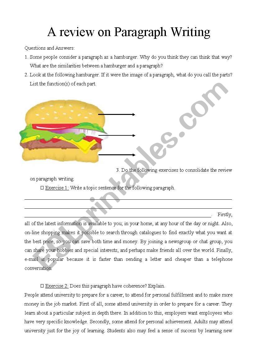 Paragraph Writing worksheet