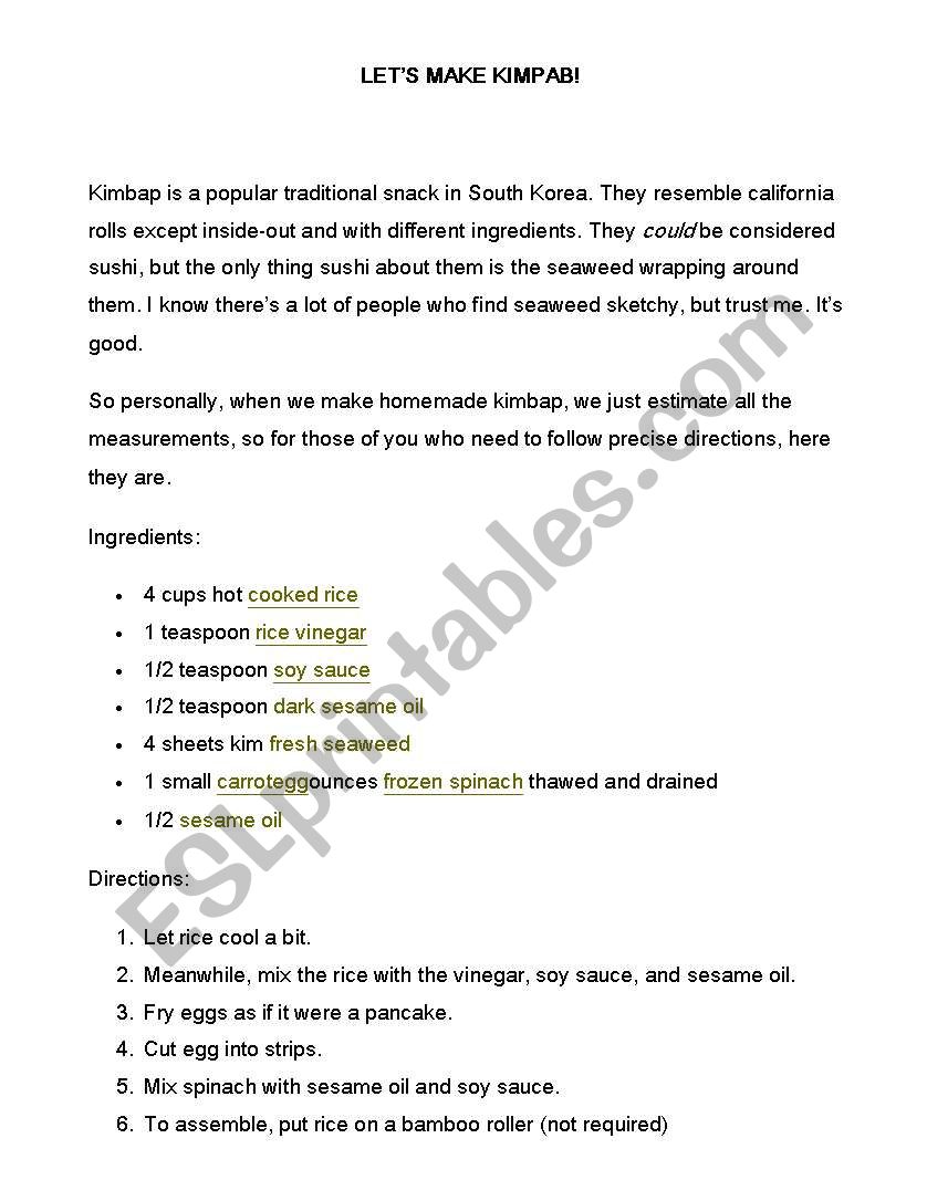How to Make Kimpab worksheet