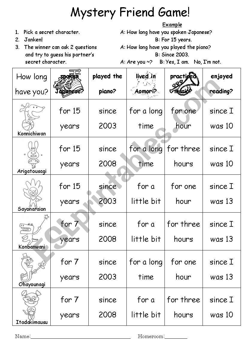 Mystery Friend Game-How Long Have You?