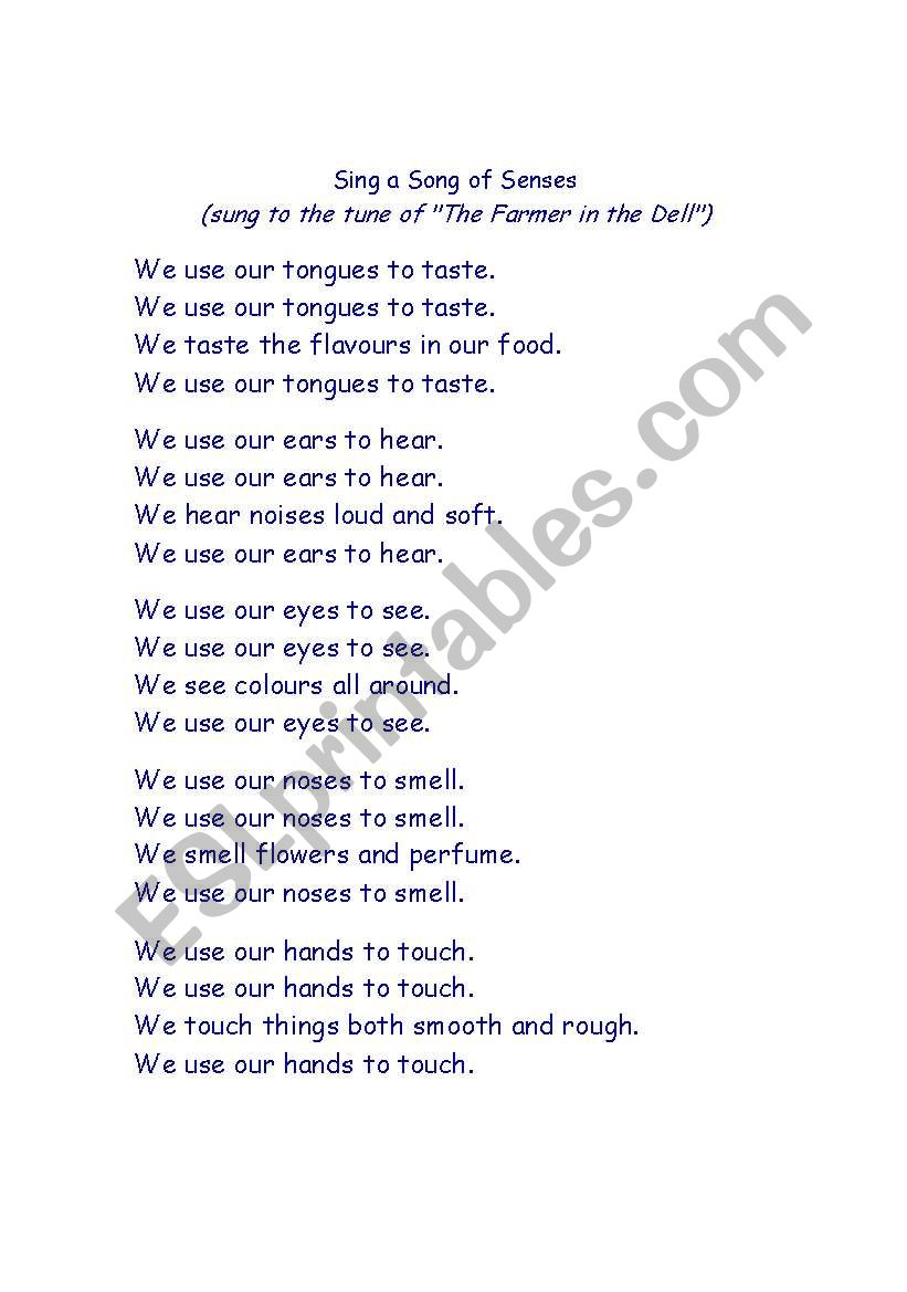 poem -the 5 senses worksheet