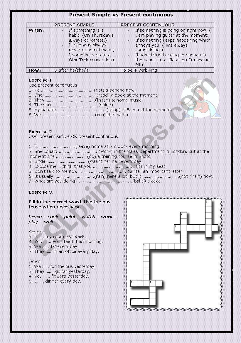 Present and past simple worksheet