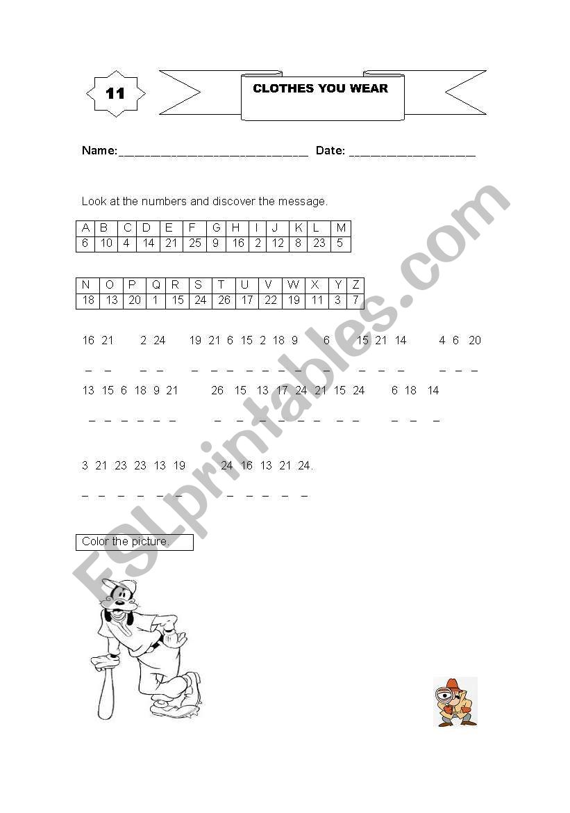 Discover the message worksheet