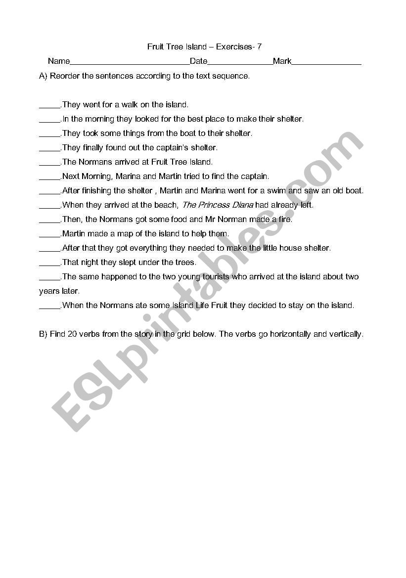 Fruit tree island exercises worksheet