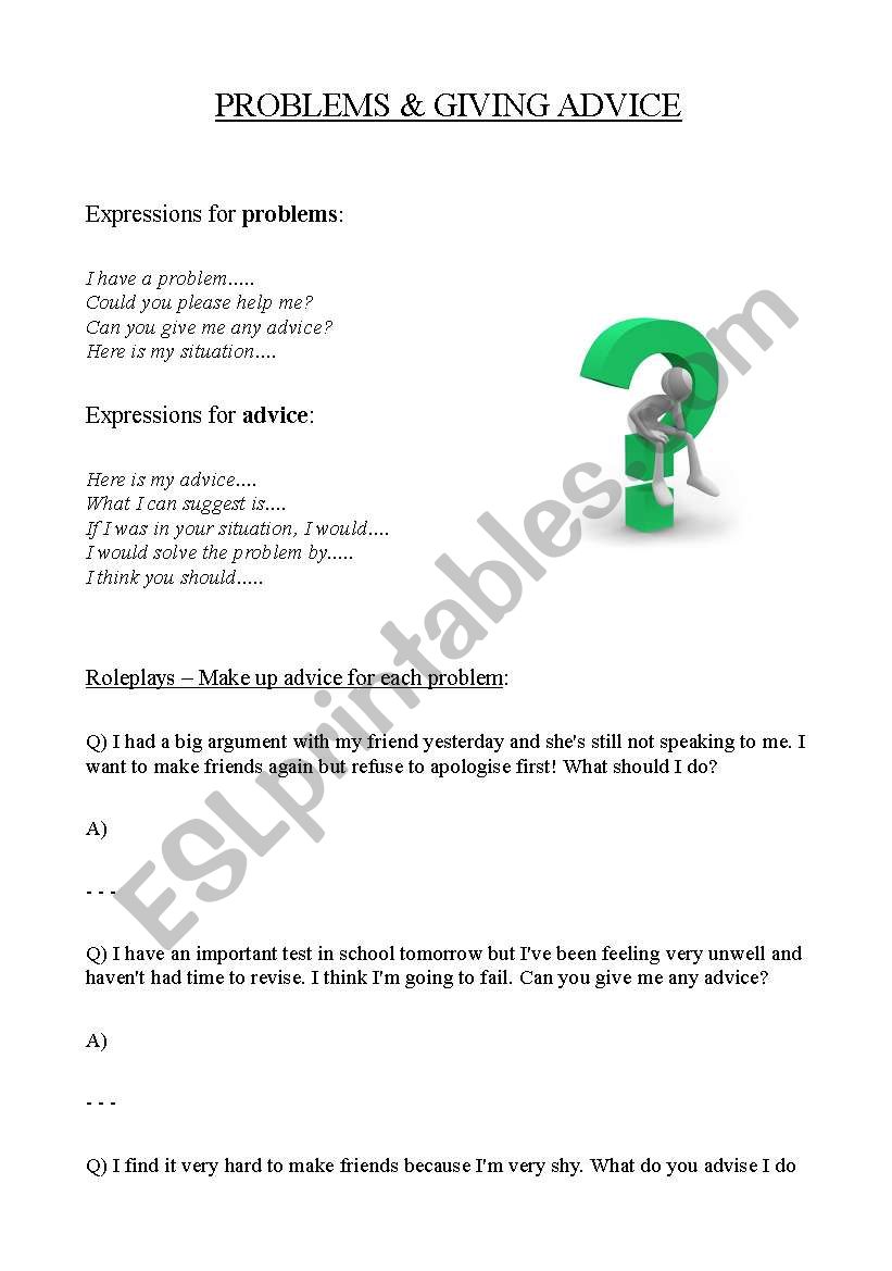 Problems & Giving Advice worksheet