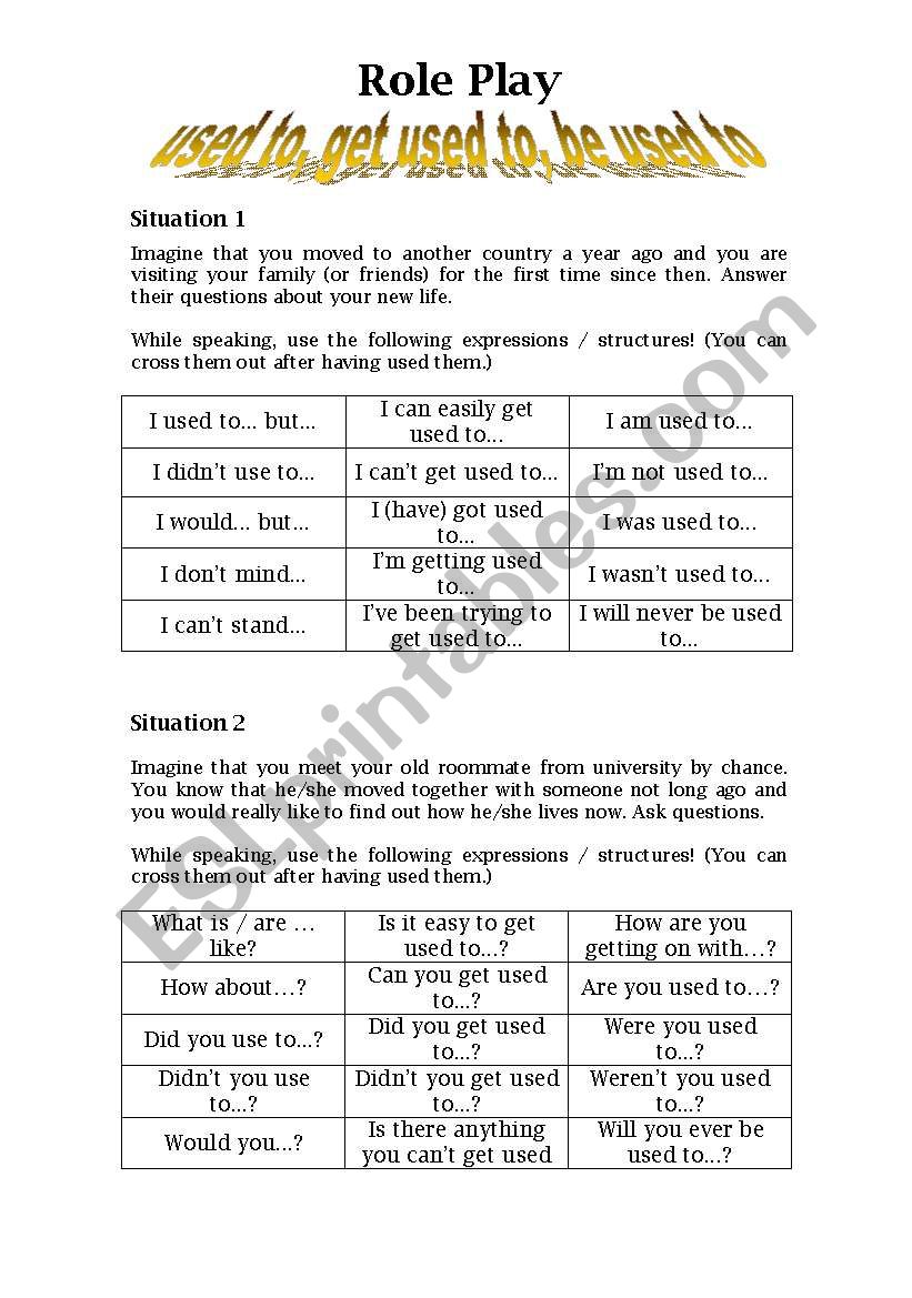 Role Play with used to structures