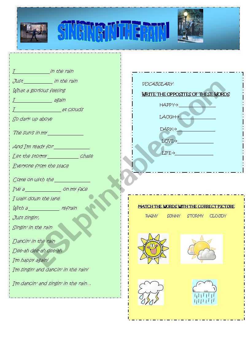 SINGING IN THE RAIN worksheet