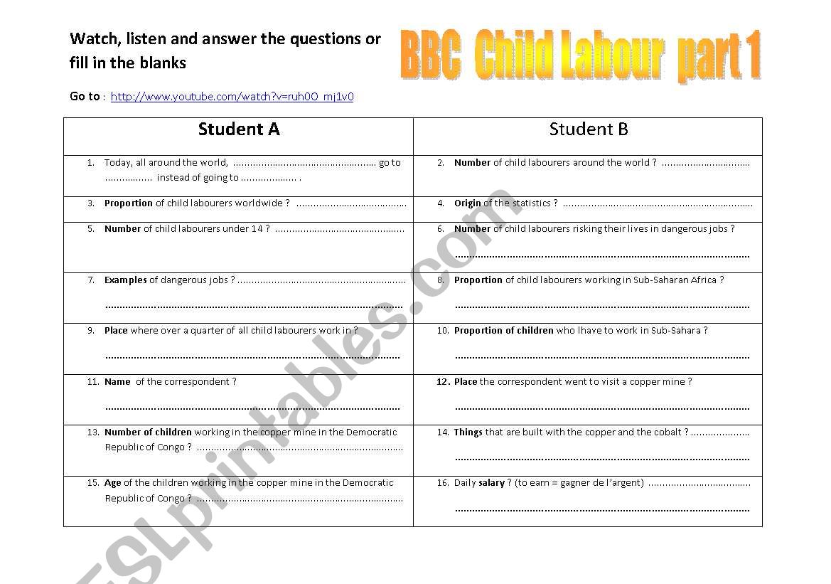 BBC News  Child Labour (Video + Comprehension questions + KEY