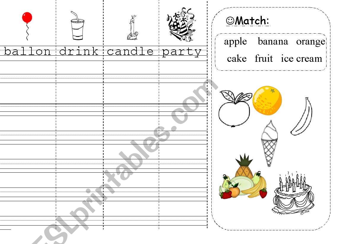 ballon drink candle party worksheet
