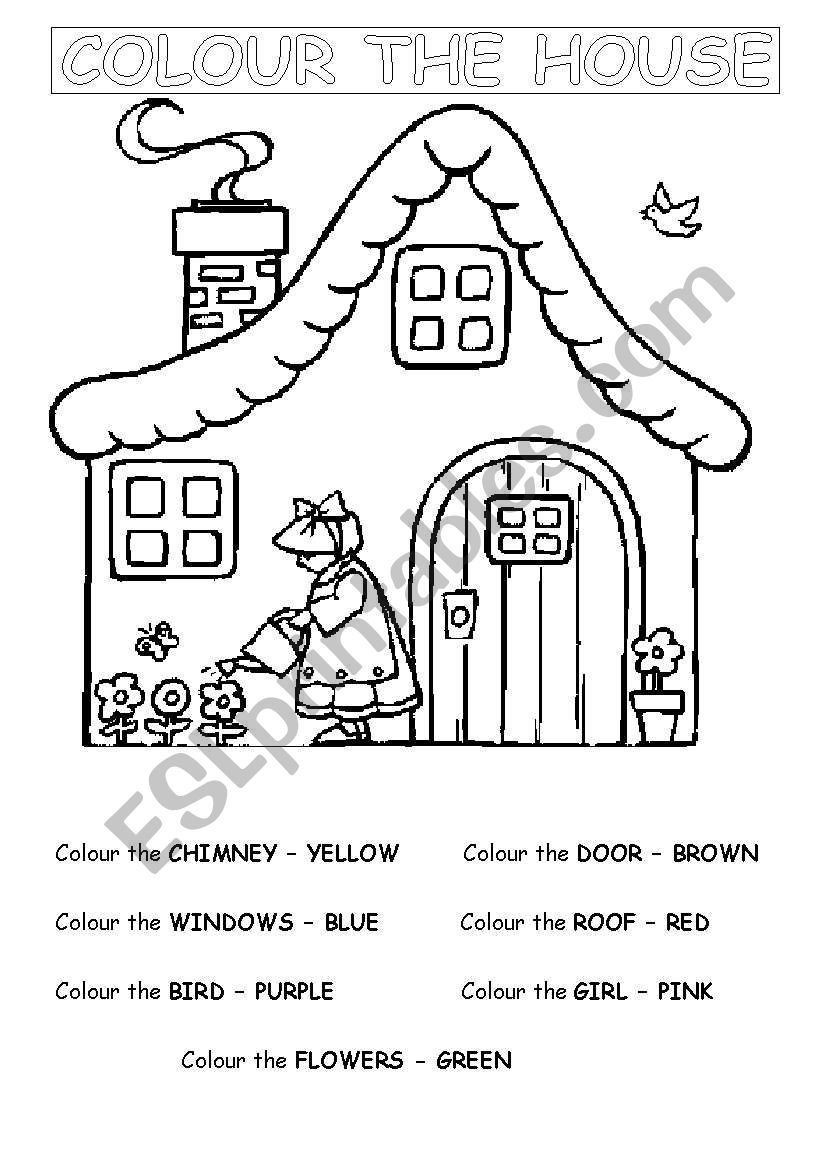Colour the House worksheet
