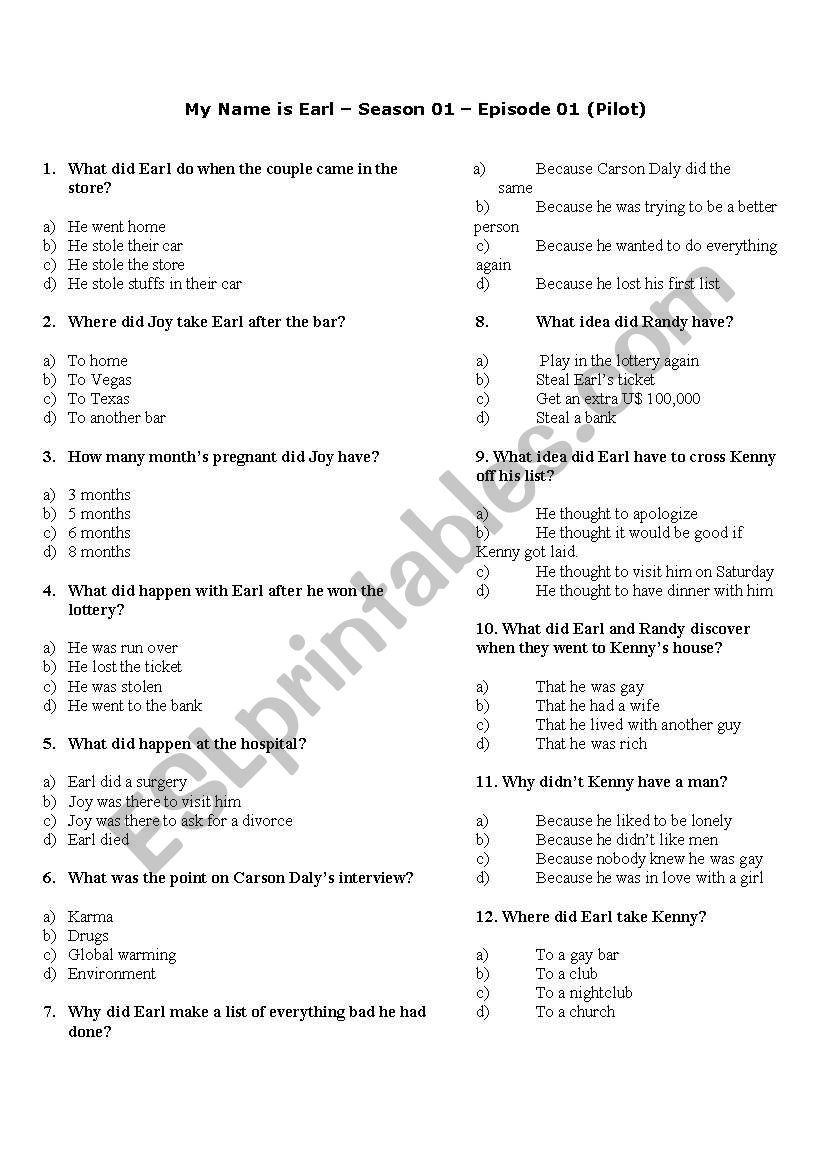 My name is earl pilot script My name is earl pilot script