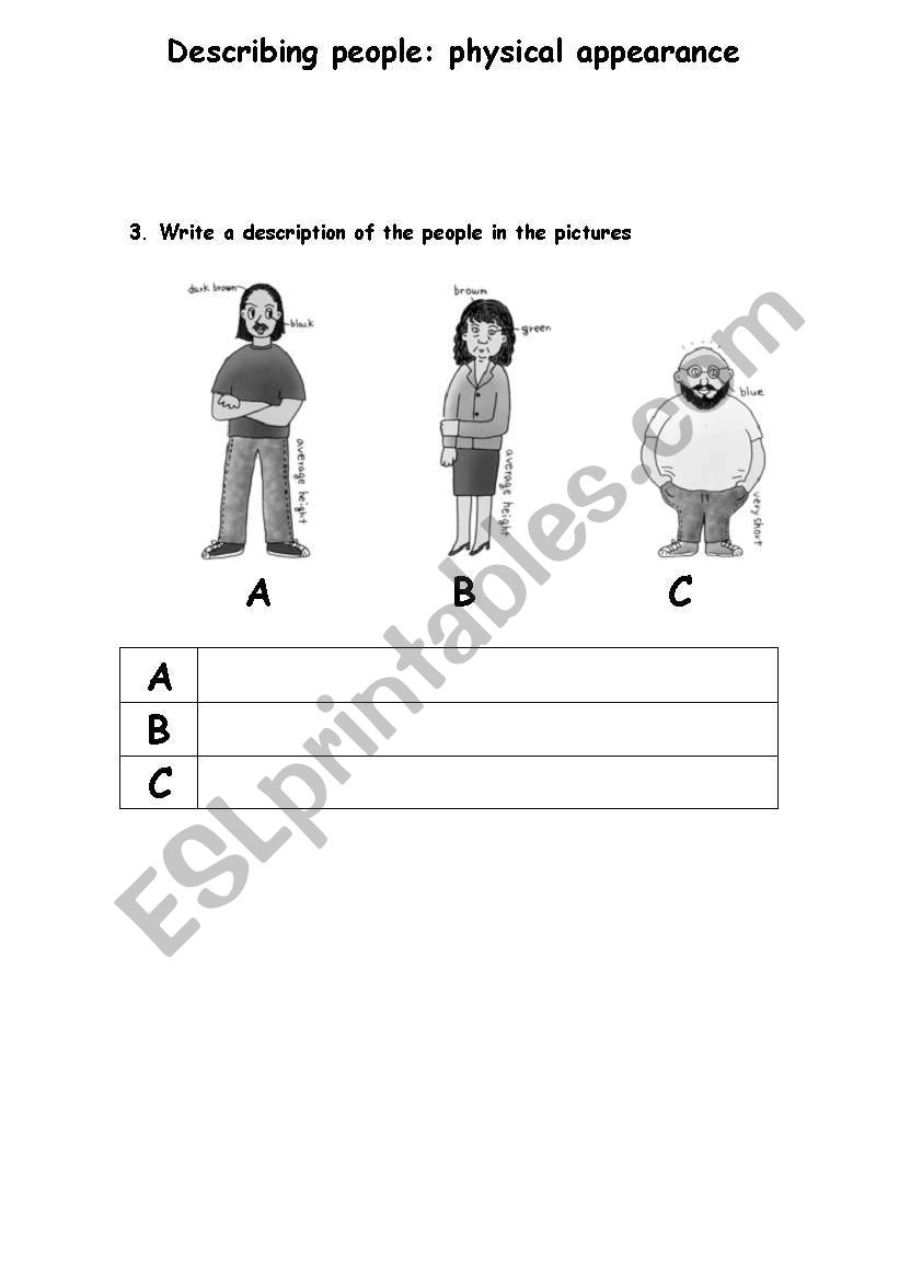 Describing People worksheet