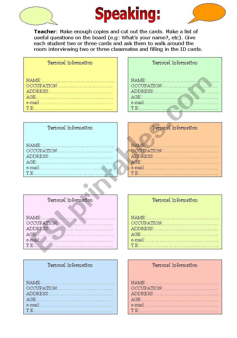 Speaking: Personal Information (ID Cards)
