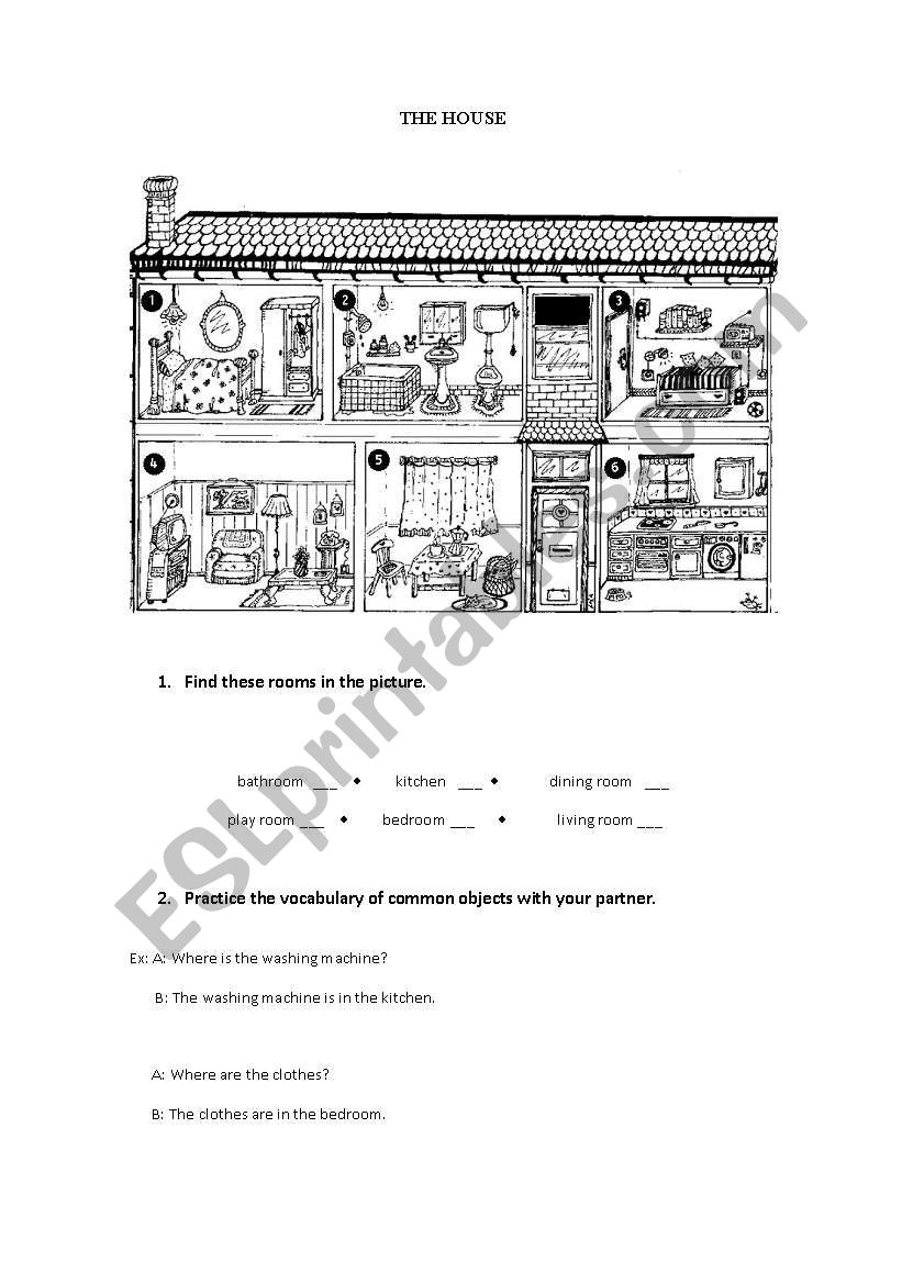 The house Vocabulary worksheet