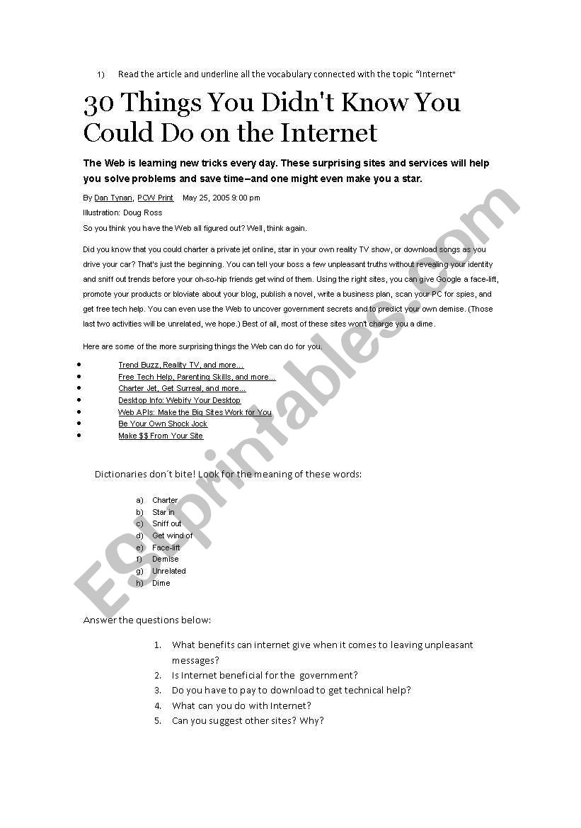 You can do it on the internet worksheet