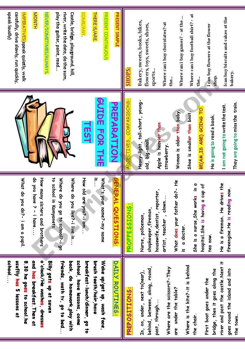 PREPARATION MINI BOOK worksheet