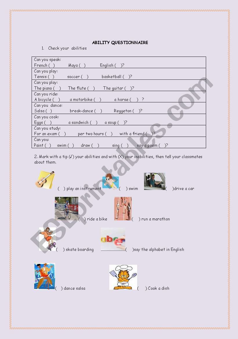 EXPRESSING ABILITIES worksheet