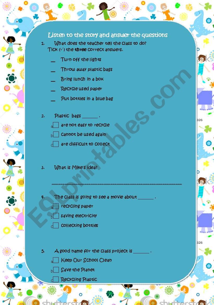 Science class- listening activity