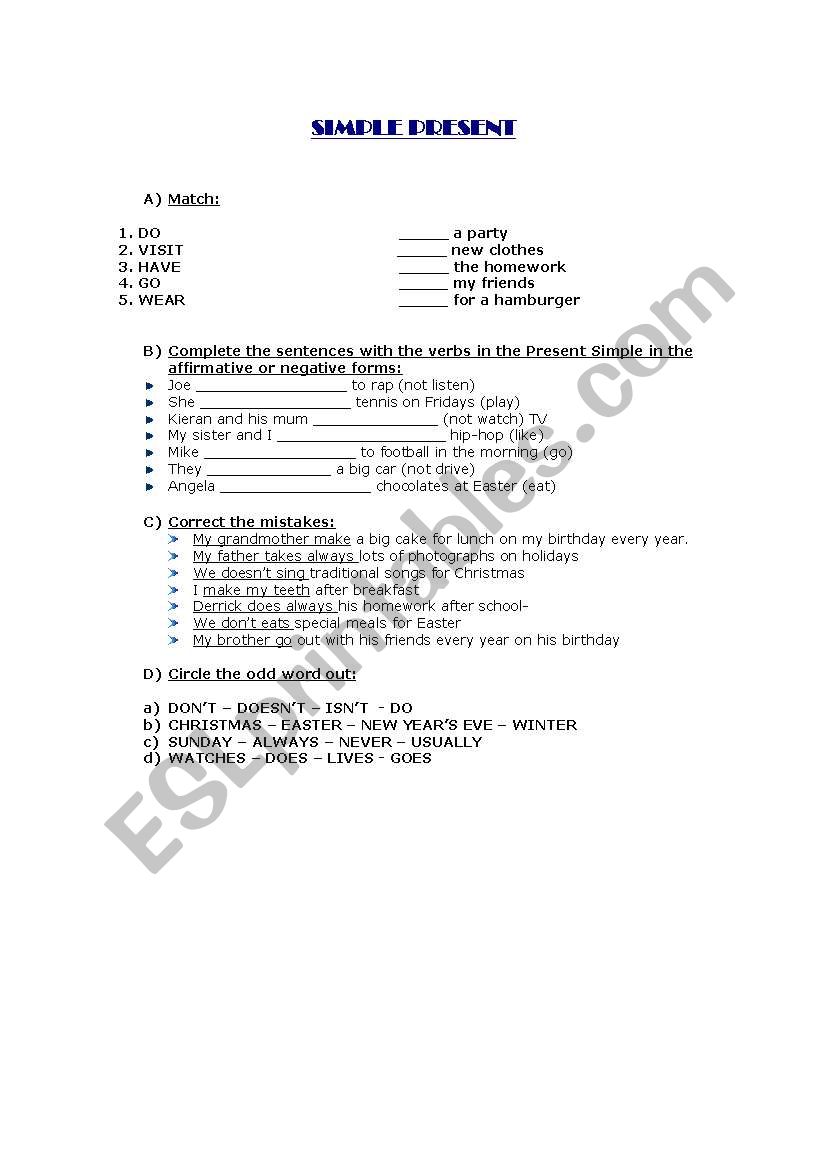 Simple Present worksheet