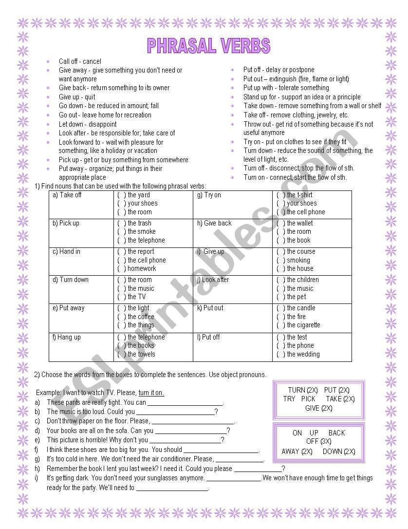 PHRASAL VERBS worksheet