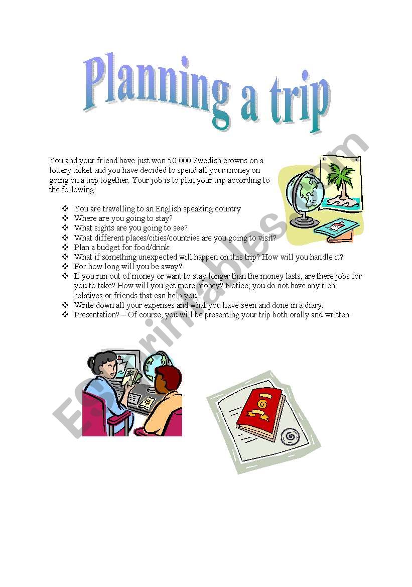 planning a trip esl activity