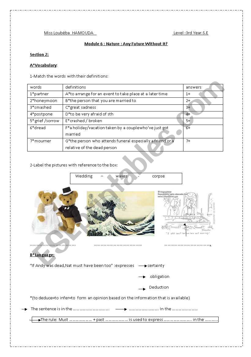 Natural disasters worksheet