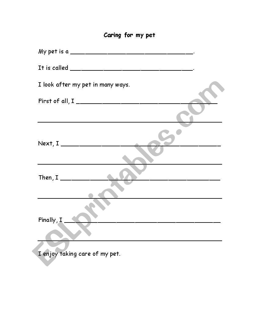 Caring for My Pet worksheet