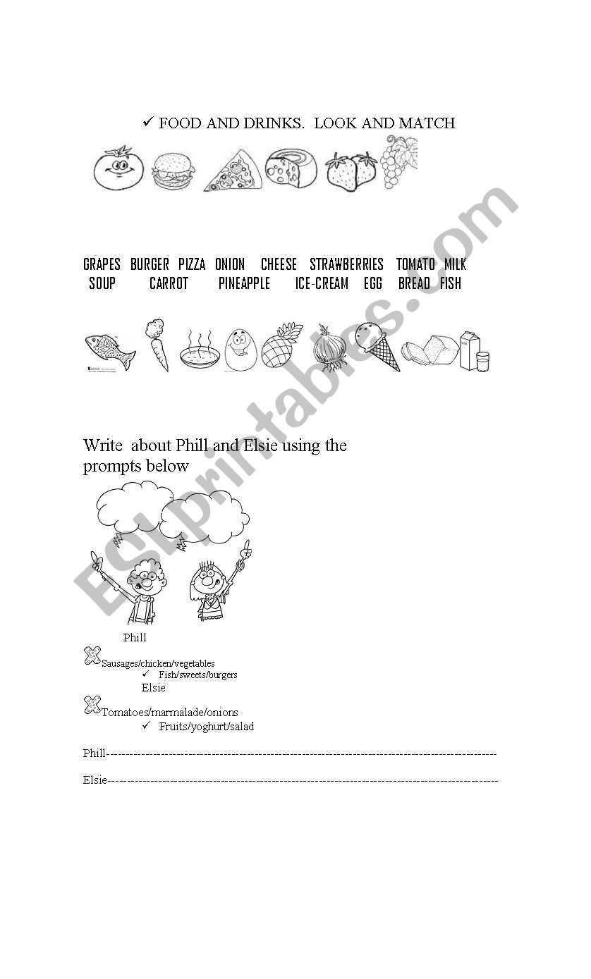 food and drinks worksheet