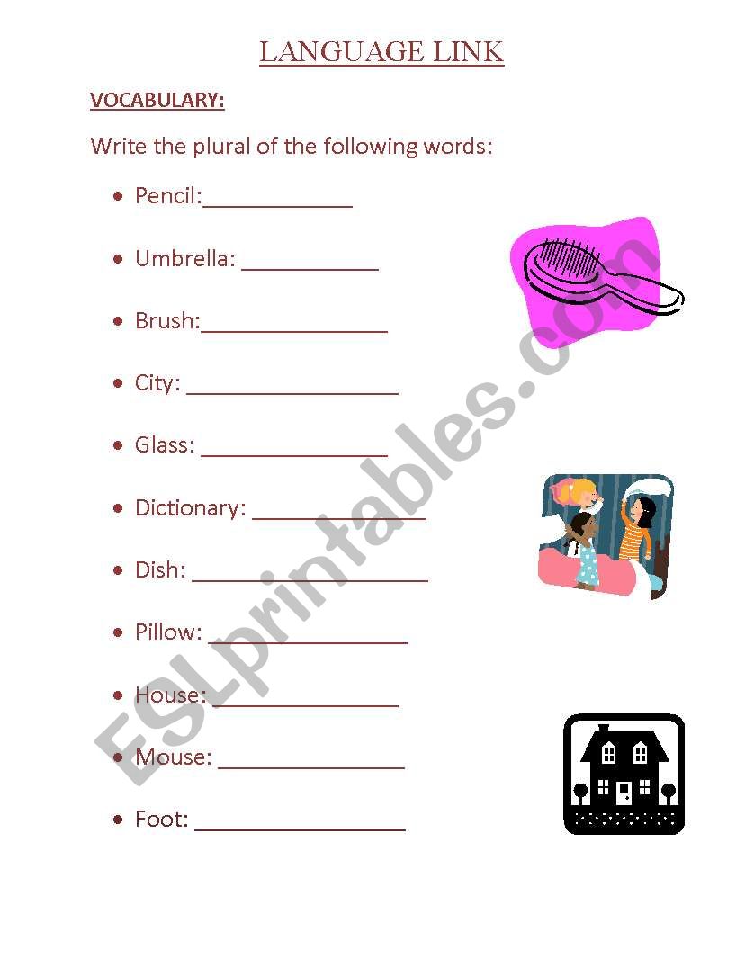 Language Link - Plurals worksheet