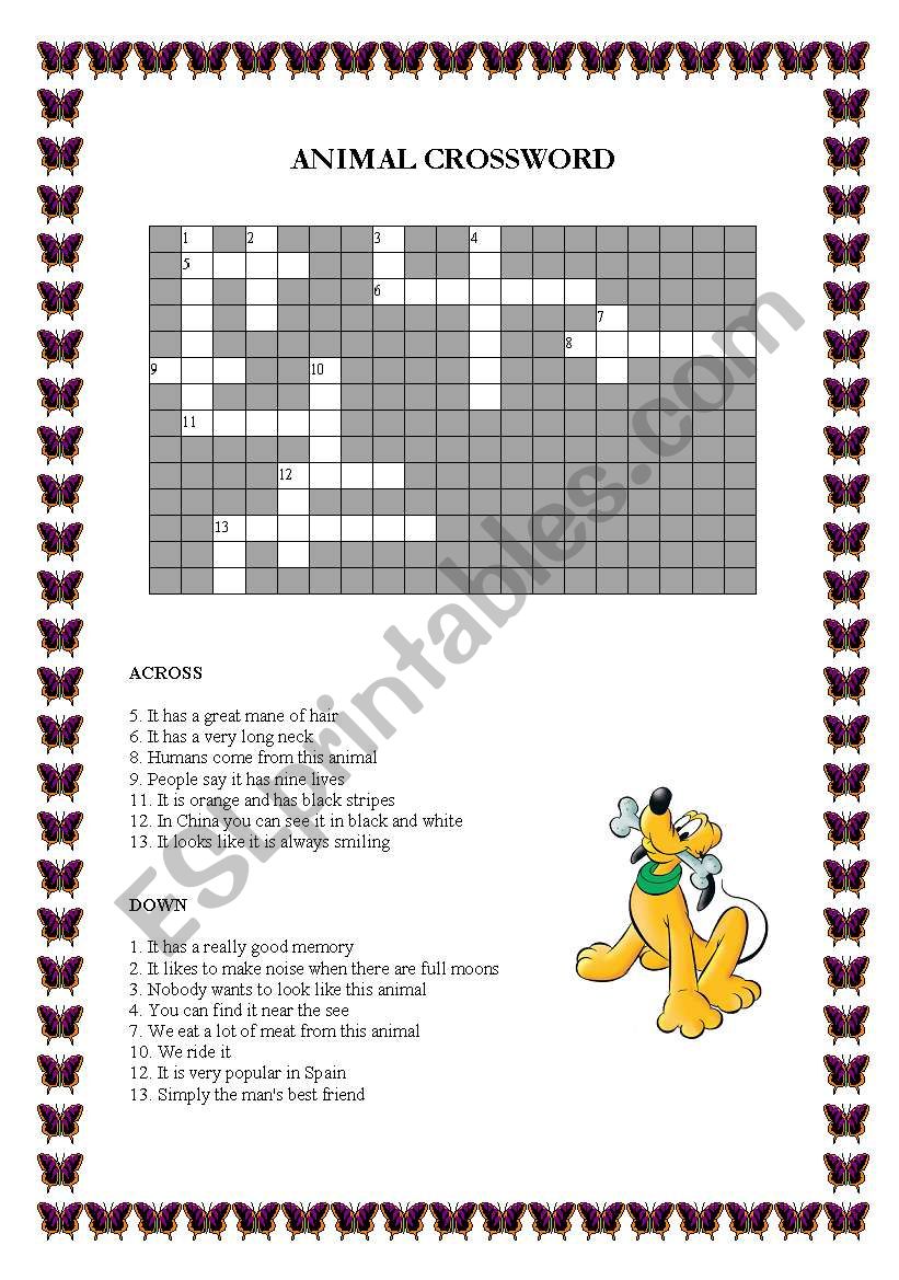 Animal Crossword worksheet