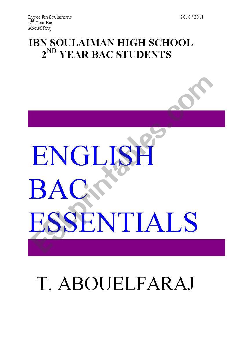 English Bac Essentials worksheet