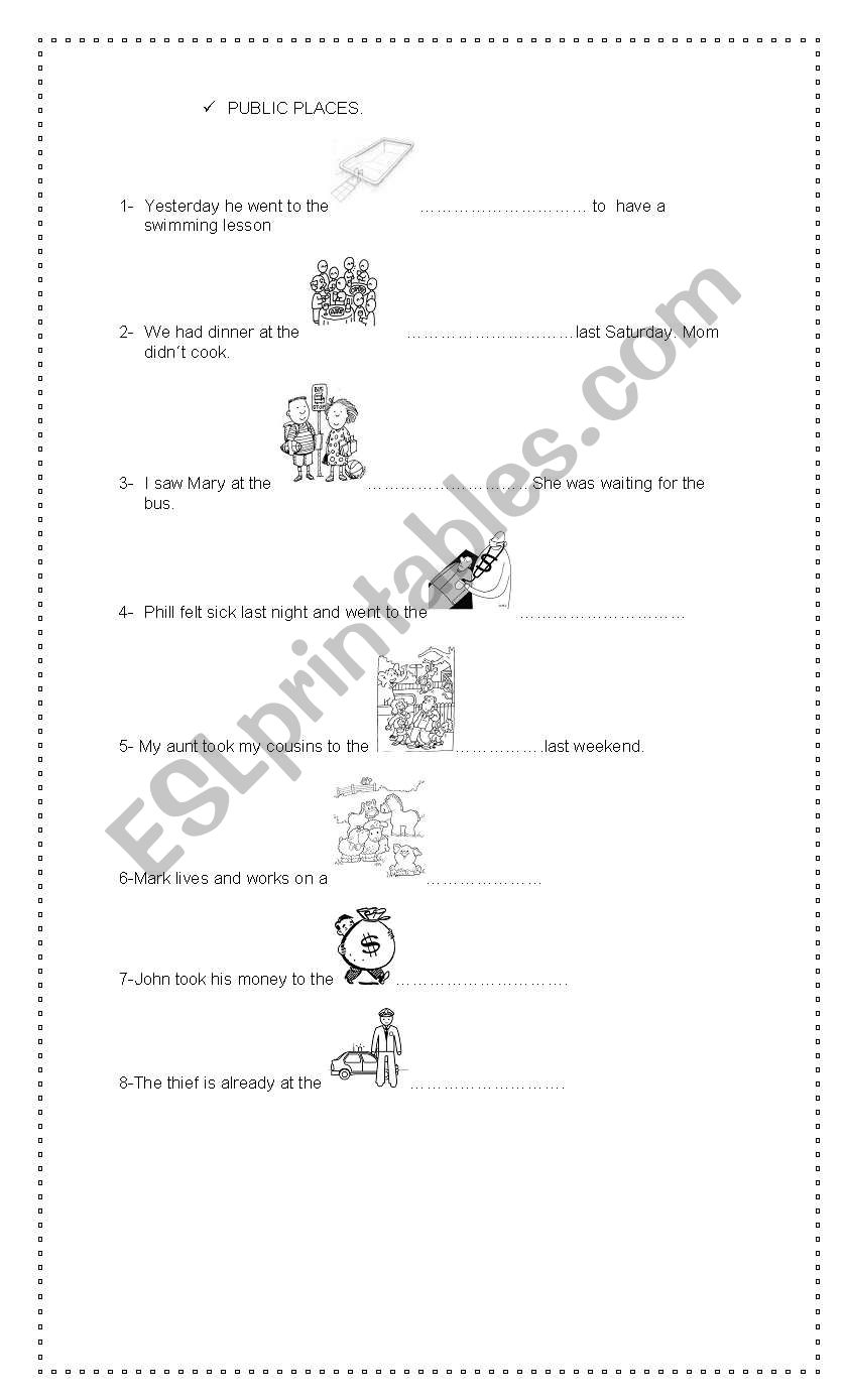 Public Places worksheet