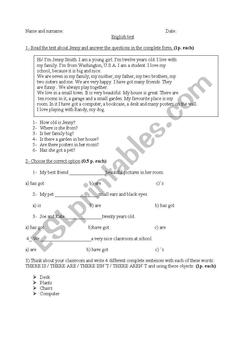 USEFUL AND COMPLETE TEST worksheet