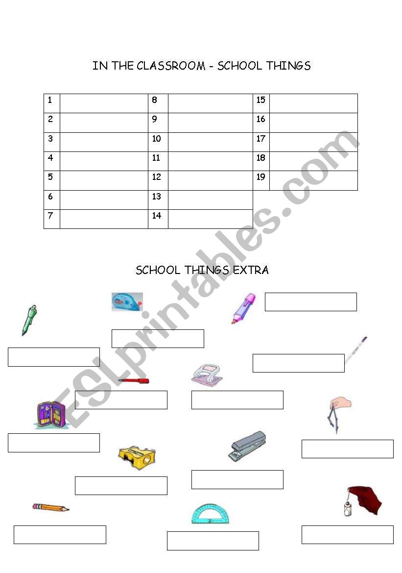 GRID SCHOOL THINGS worksheet