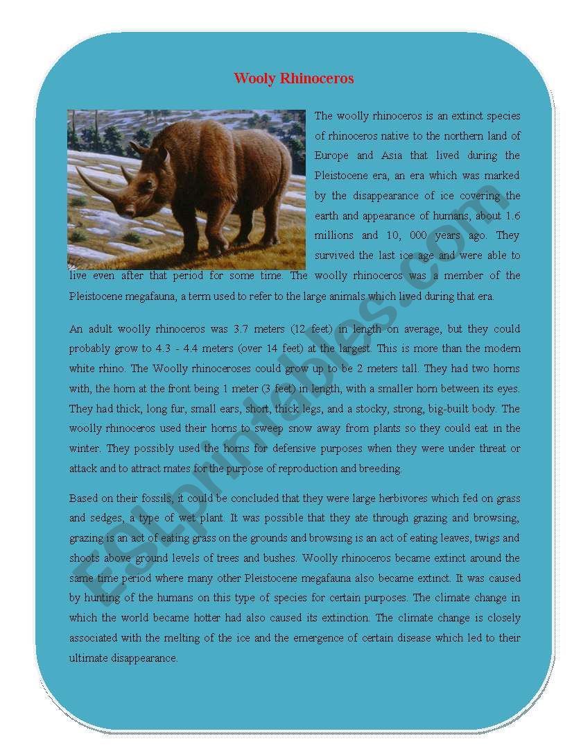 Extinct Animal Part 1 ( Wooly Rhinoceros)