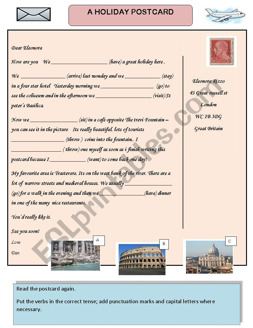 A Holiday Postcard worksheet