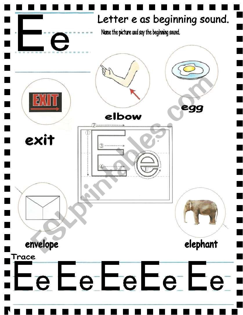 ABC - letter Ee as beginning sound
