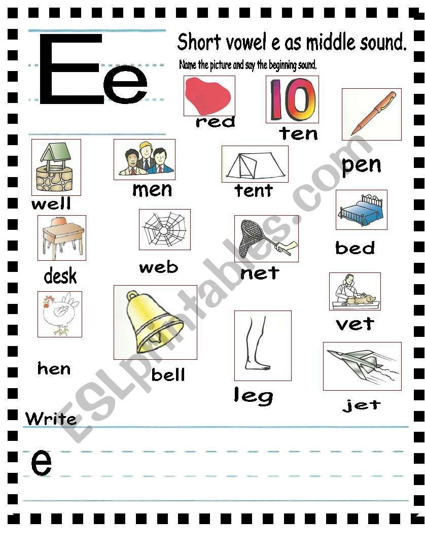 ABC - letter  e as middle sound