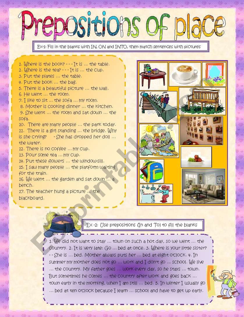 Prepositions of place worksheet