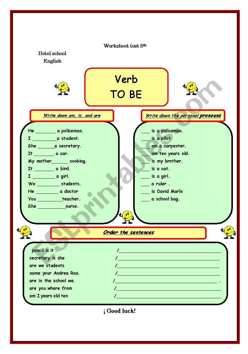 verb to be  worksheet