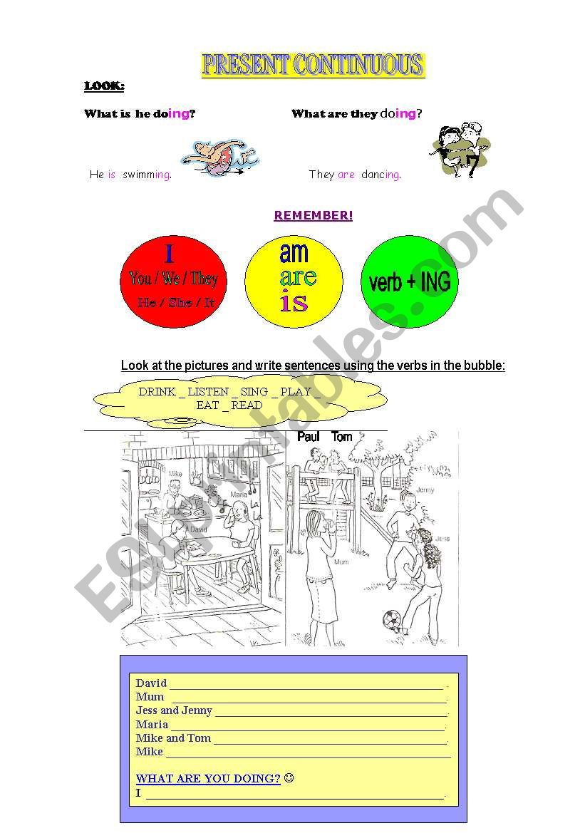 Present Continuous  worksheet