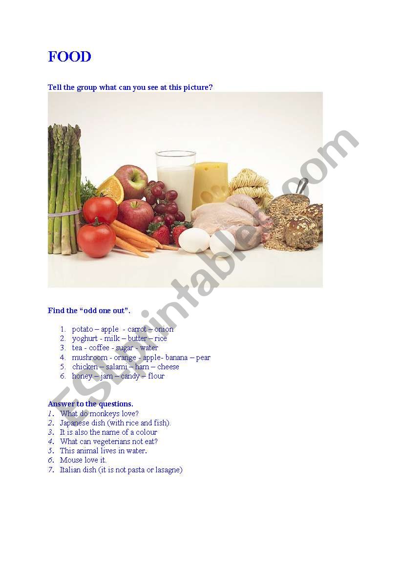 Food  worksheet