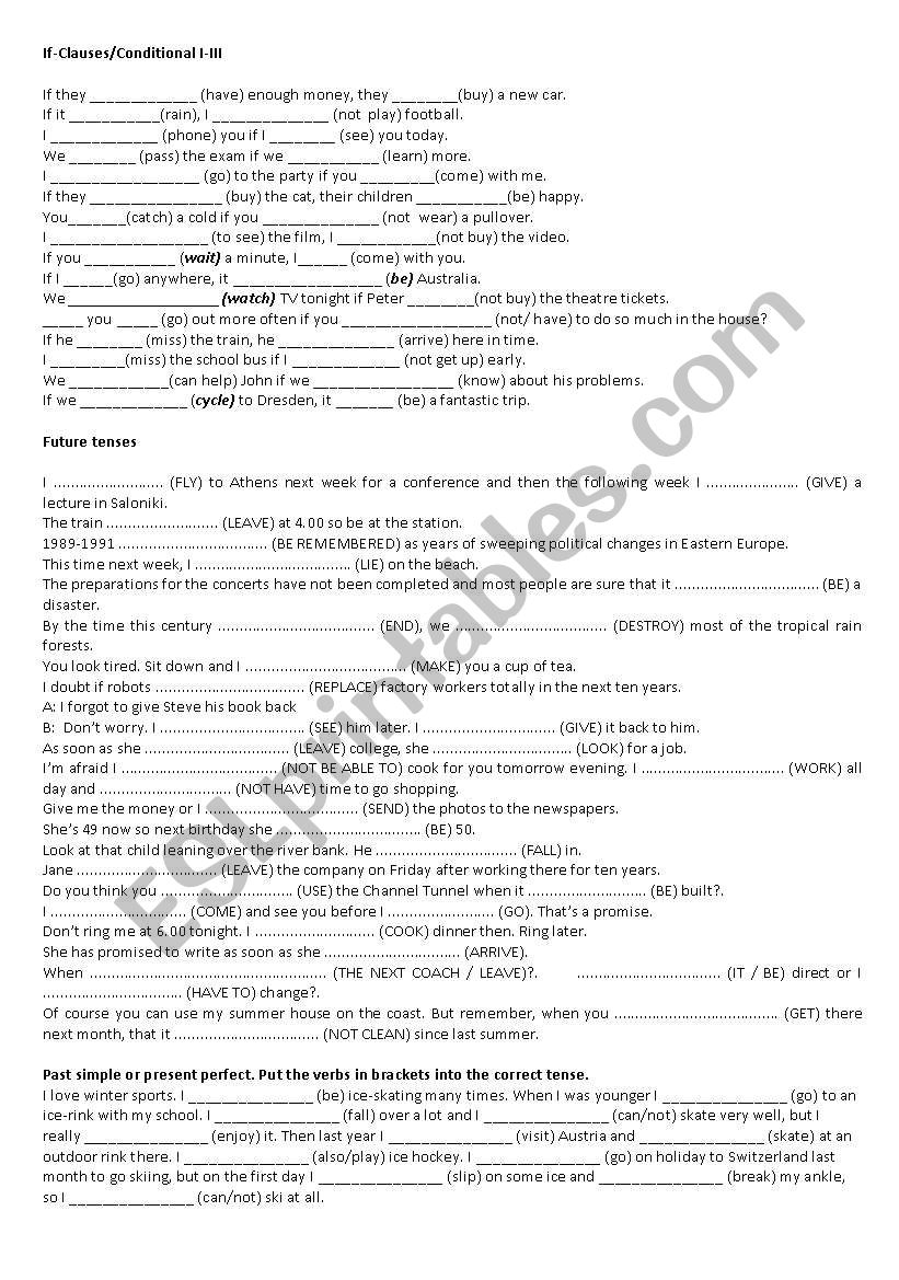 Revision for 2Bachillerato worksheet