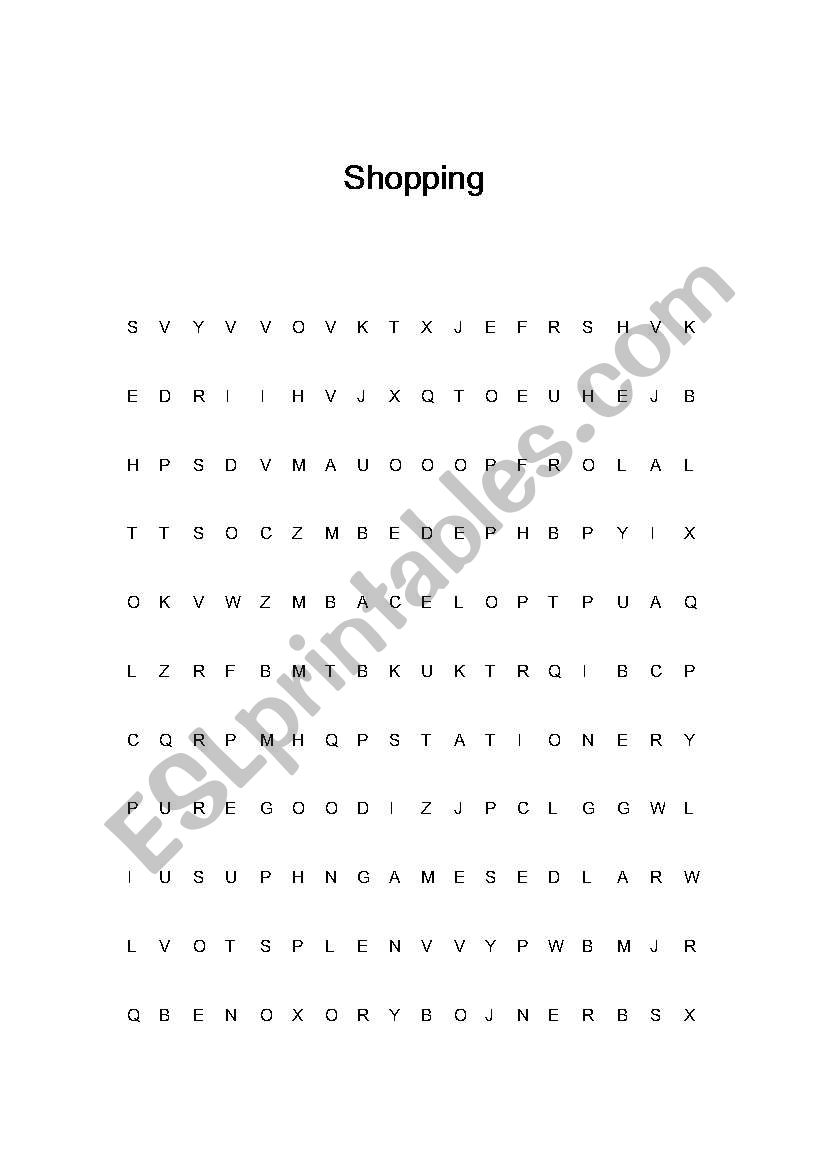 shopping worksheet worksheet